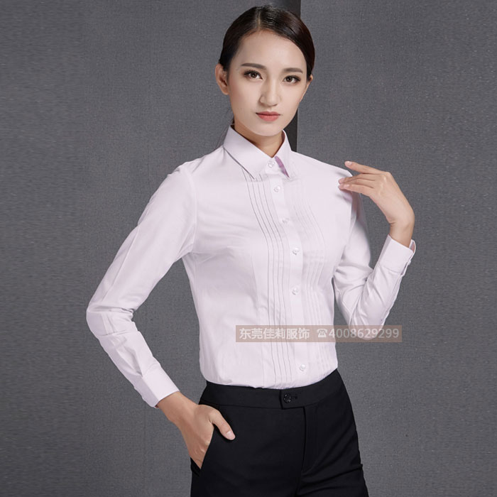辦公人員男女商務(wù)長袖襯衫-效果圖1